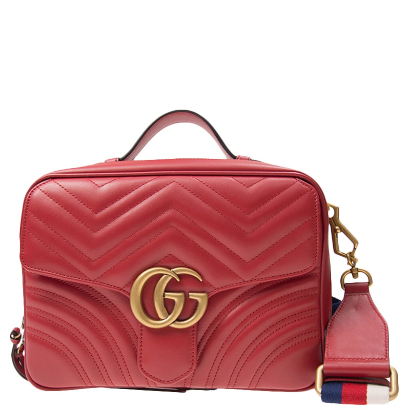 [自营]古驰(GUCCI) GG Marmont系列 皮革绗缝女士单肩包 女包