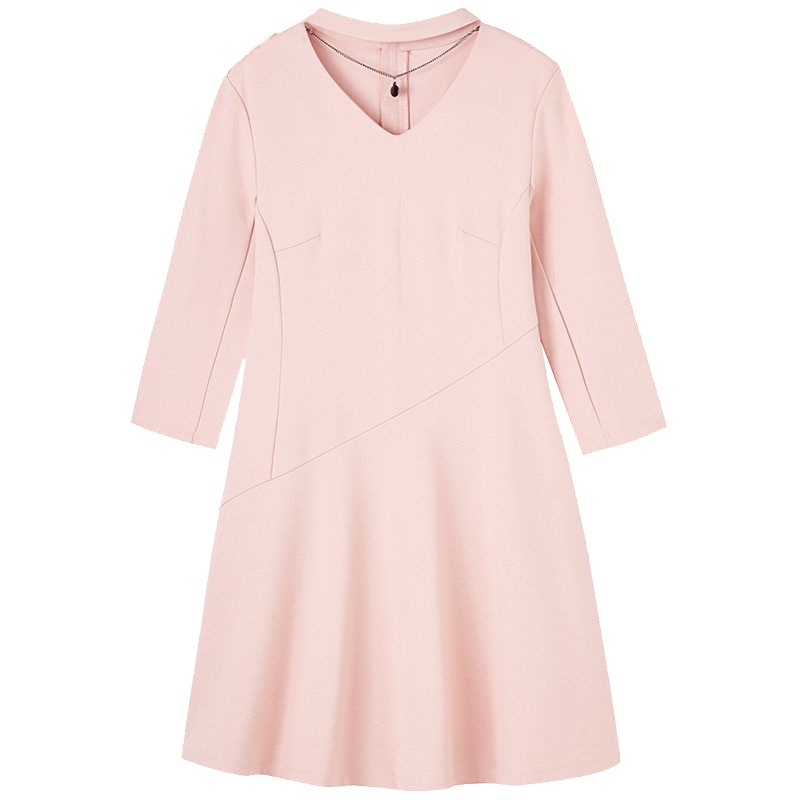 上新拉夏贝尔Puella秋冬新款韩版气质淑女A字V领小众连衣裙女20012424