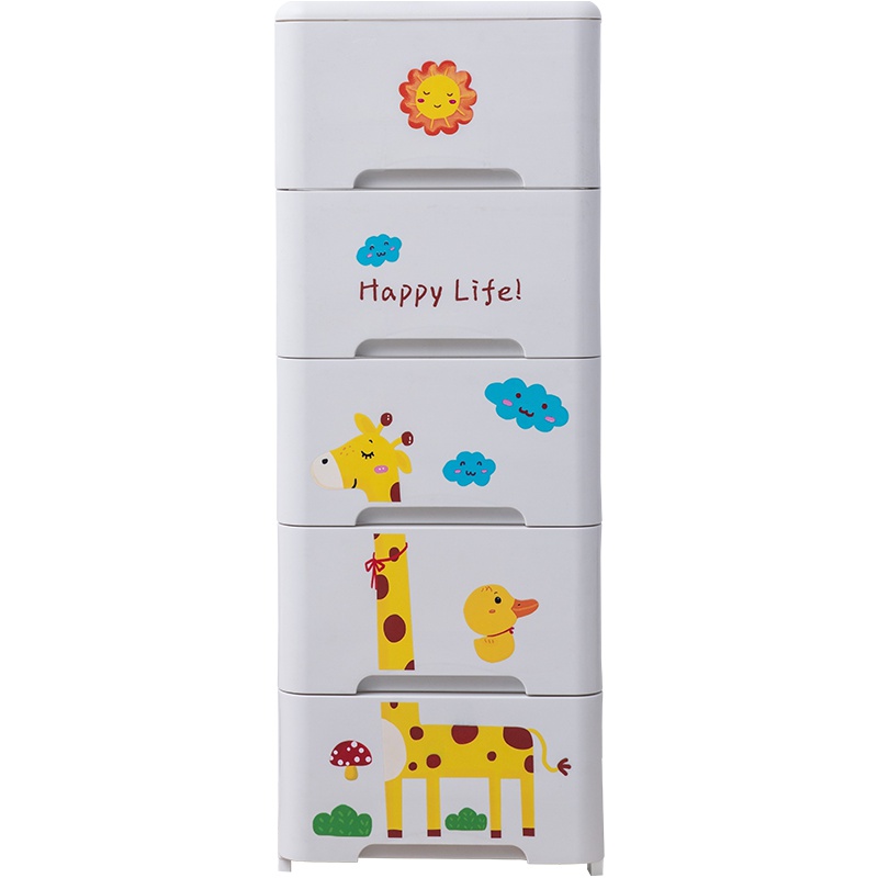 JEKO&JEKO 儿童衣柜宝宝夹缝储物柜塑料收纳箱五斗柜抽屉式收纳柜整理柜子五层组装式长颈鹿 SWB-5588