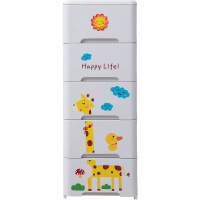 JEKO&JEKO 儿童衣柜宝宝夹缝储物柜塑料收纳箱五斗柜抽屉式收纳柜整理柜子五层组装式长颈鹿 SWB-5588