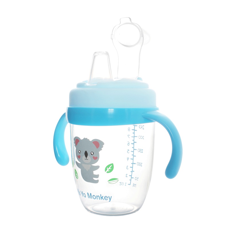 优优马骝 儿童水杯防摔幼儿园宝宝水杯学饮杯鸭嘴杯240mlTritan训练杯MS170绿色