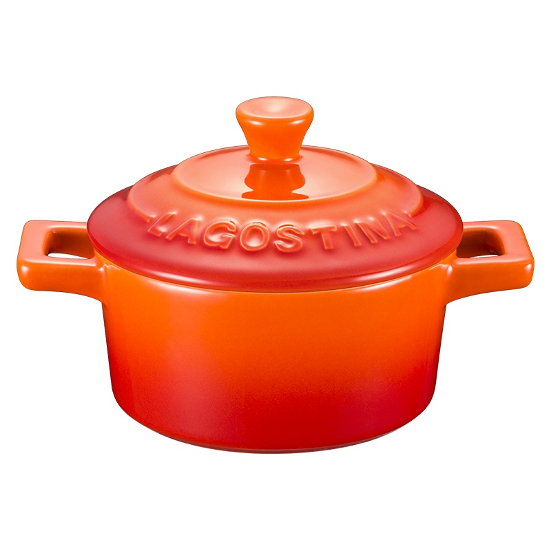 意大利拉歌蒂尼(LAGOSTINA)格朗陶瓷炖盅隔水燕窝甜品烘焙罐子家用养生双耳炖蛋(阳光橙)