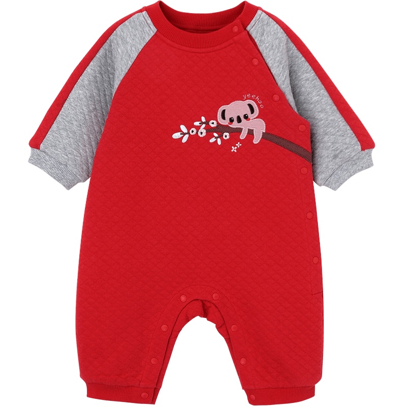 英氏童装婴儿衣服连体衣宝宝夹棉保暖哈衣YRHAJ30423A01