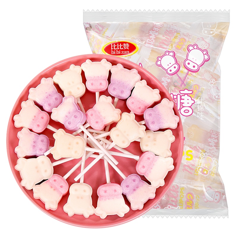 【满199减125元】欧贝拉棒棒糖网红牛头奶棒糖500g整袋儿童零食小吃奶糖创意牛奶糖果圣诞节