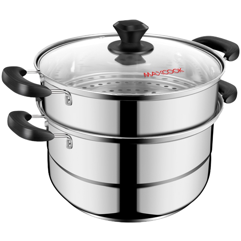 企购优品 美厨(maxcook)不锈钢复底二层蒸锅双层多用锅燃气炉电磁炉通用 26CM(MCZ753)