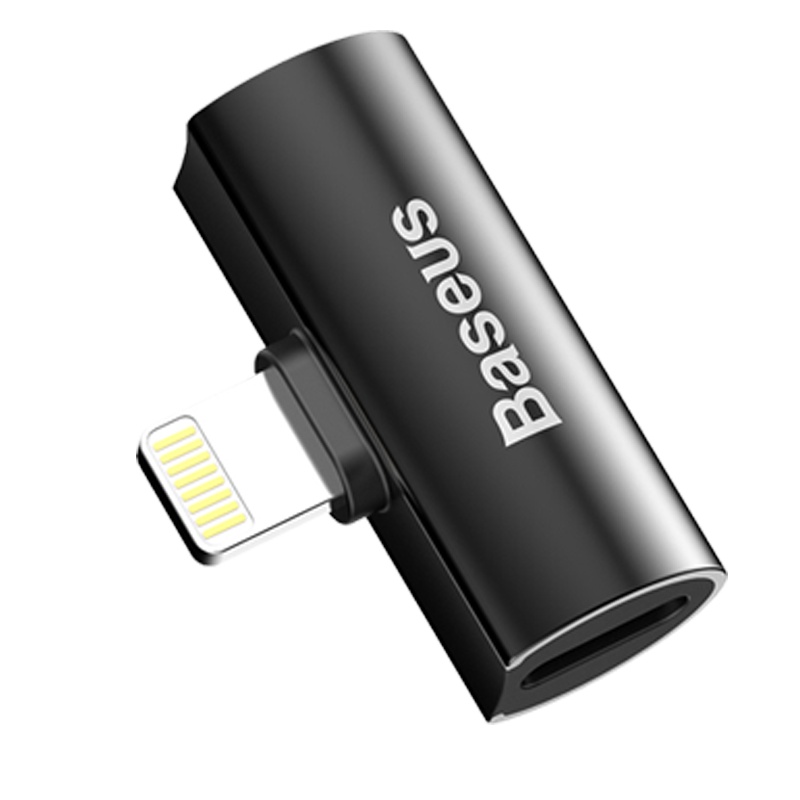 倍思耳机转接头适用于苹果7 8plus iphone Xs MaxXXr手机数据分线器头一拖二充电听歌二合一黑色常规款