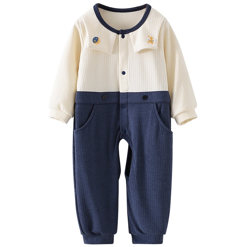 童泰春秋3-18月婴幼儿男女宝宝衣服休闲对开连体衣开裆蛤衣爬服