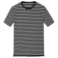 太平鸟男装新款条纹时尚圆领舒适亲肤男士宽松短袖T恤_3