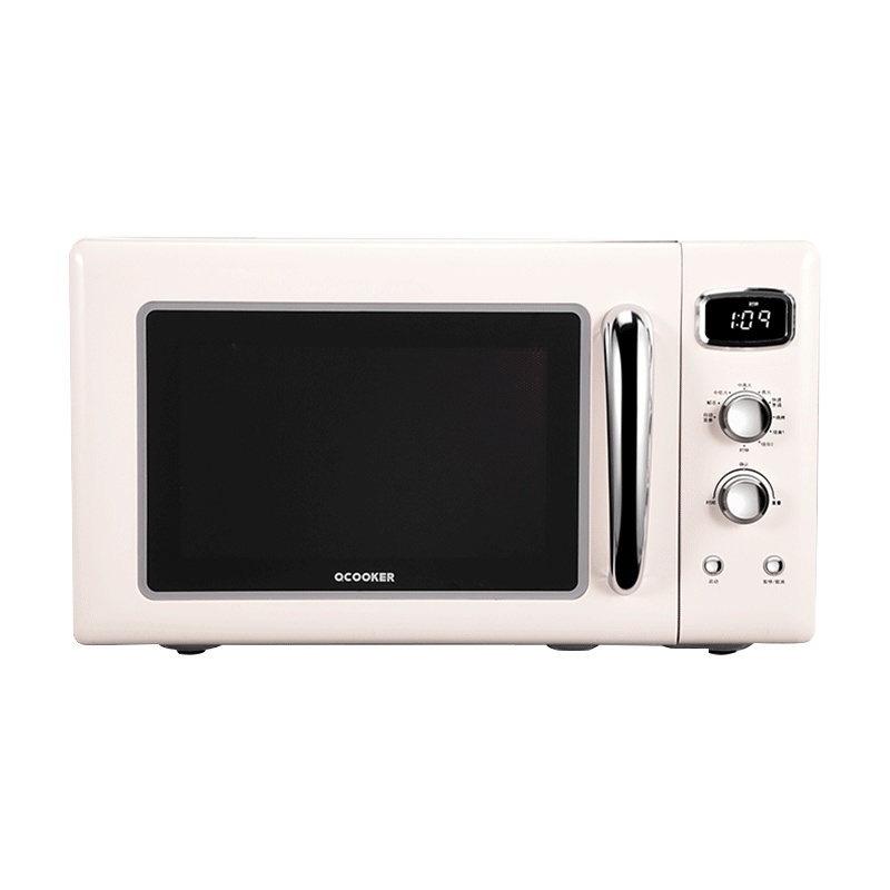 圈厨微波炉烧烤一体家用多功能23L大容量日式自动转盘式智能网红复古微波炉小米生态链CR-WB23S1米白色