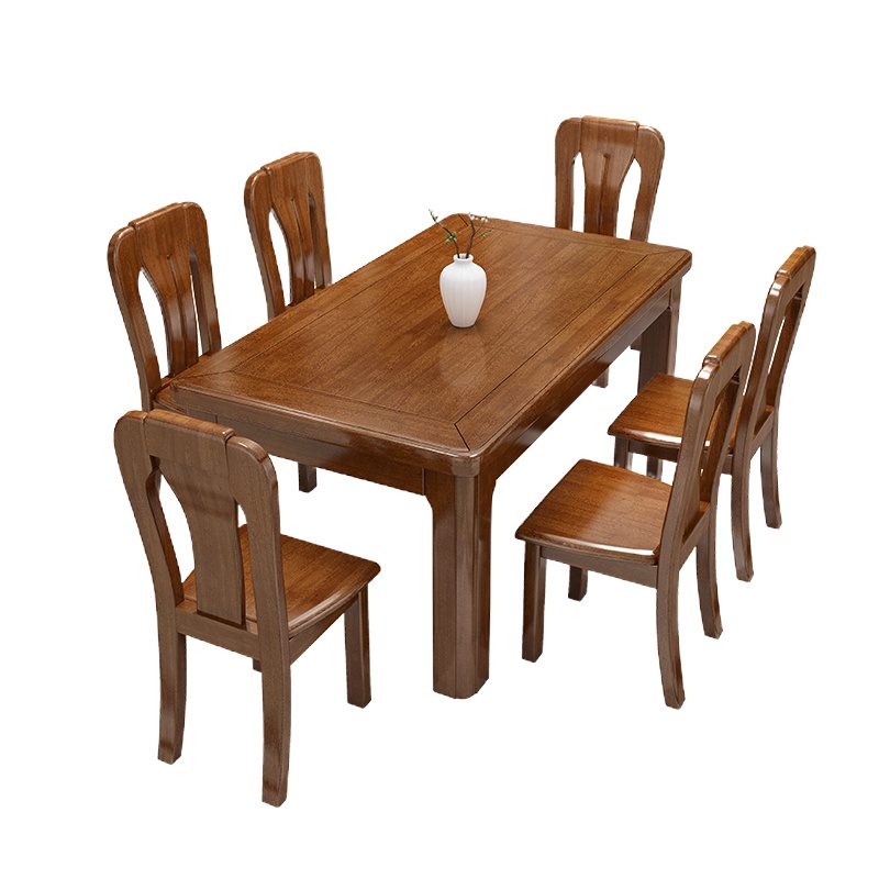 卡布森 中式胡桃木全实木餐桌椅大小户型组合46人长方型吃饭桌西餐桌