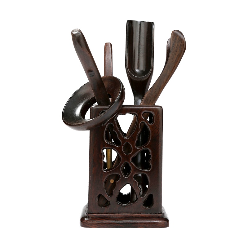 常生源 茶具黑檀木茶道六君子套装功夫茶具茶道茶夹杯夹 黑檀四方茶道