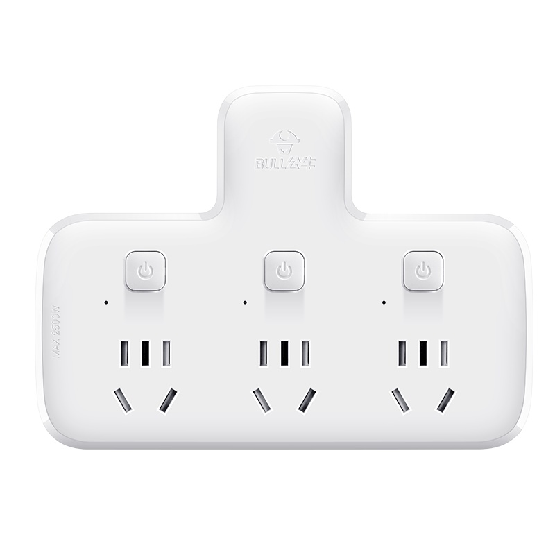 公牛(BULL)GN-96033 新国标品字形一转三3位分控无线转换插座/转换插头/电源转换器