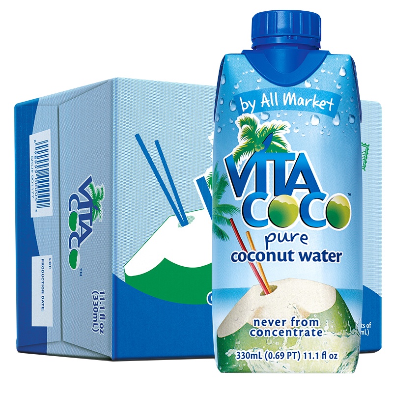 唯他可可(VitaCoco)椰子水330ml*12(整箱)马来西亚进口椰子水果味饮料原味