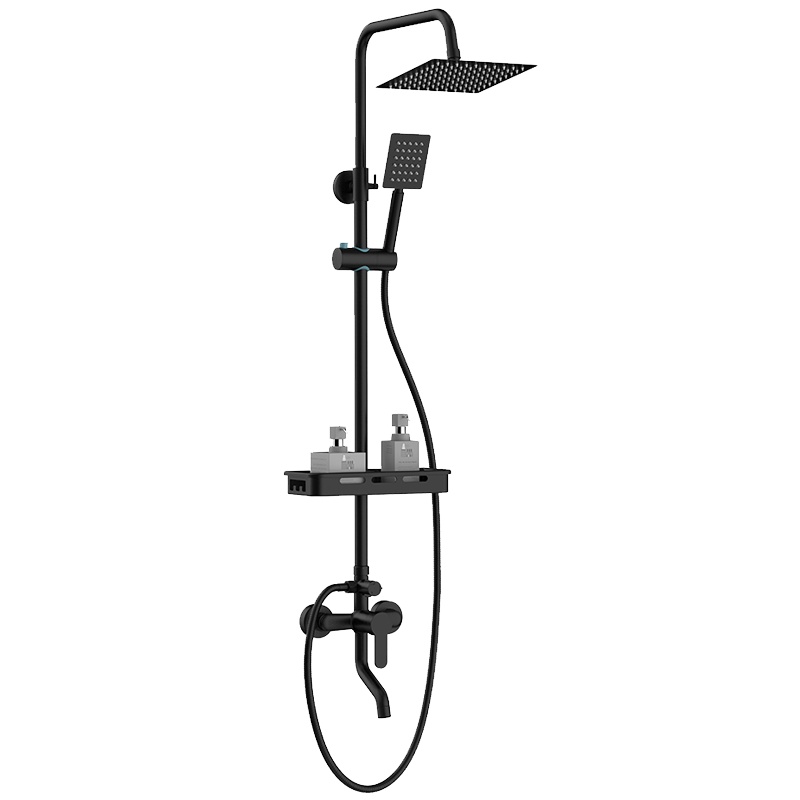 家韵(jiayun)黑色淋浴花洒套装全铜洗澡卫浴沐浴淋浴花酒家用淋雨恒温喷头带铜手喷妇洗器挂墙式升降多出水淋浴花洒