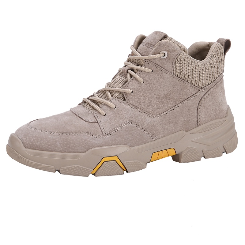 木林森靴子男秋季高帮真皮马丁靴休闲百搭潮流英伦风系带纯色男靴