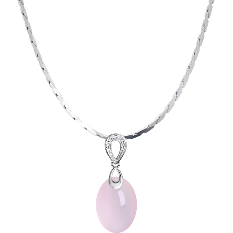 石头记 小美人芙蓉石粉晶粉水晶吊坠项链项坠S925银短项链