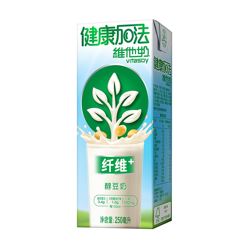 维他奶(Vitasoy)健康加法纤维+醇豆奶 250mL*12