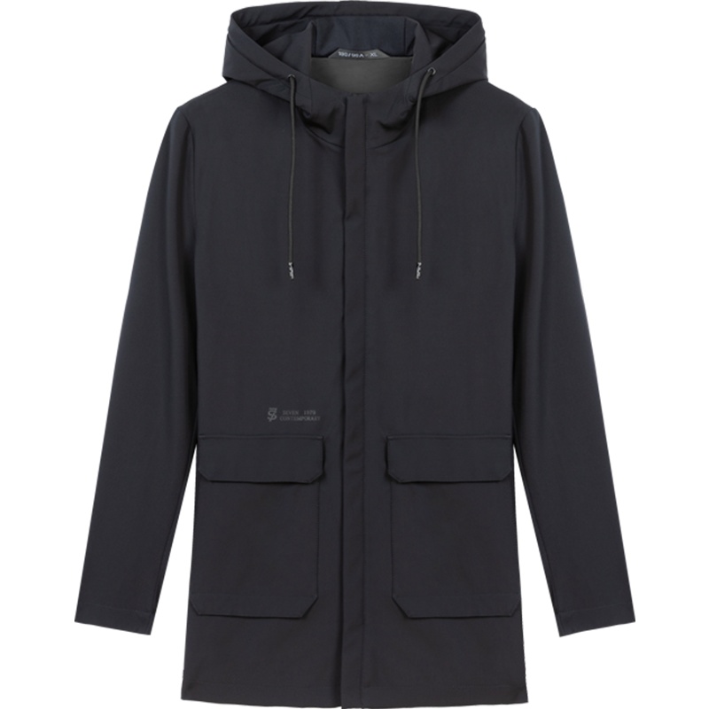 柒牌SEVEN男装风衣秋商务时尚连帽外套弹力透气青年防风