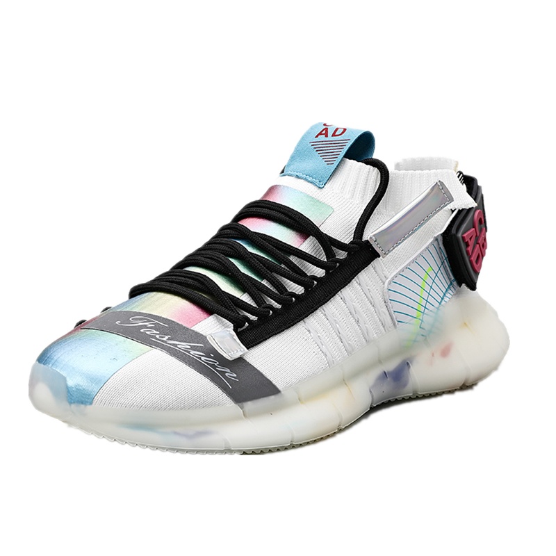 英伦班纳(ENLEN&BENNA)新款七彩爆米花底飞织面 运动跑鞋男