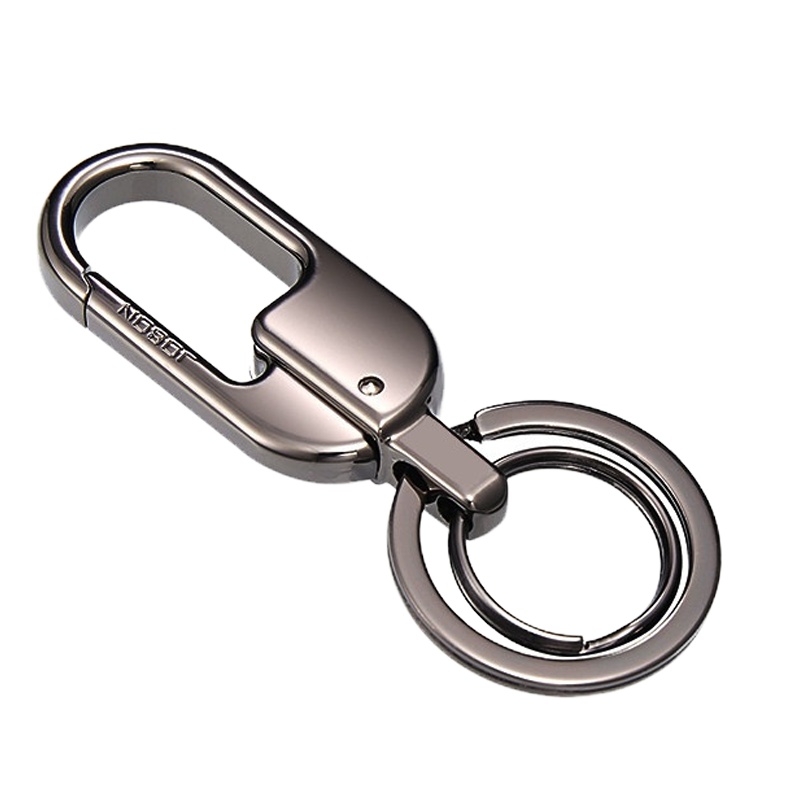 舒适主义中邦正品汽车钥匙扣男士腰挂钥匙挂件简约小巧迷你钥匙圈链 黑镍