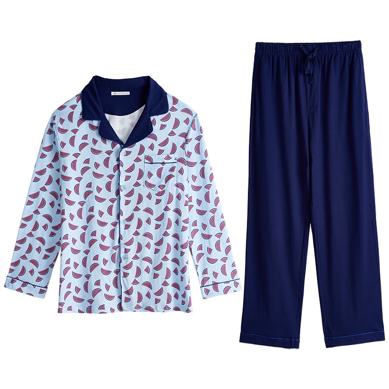 爱帝情侣睡衣女士男士春季韩版纯棉简约宽松家居服套装