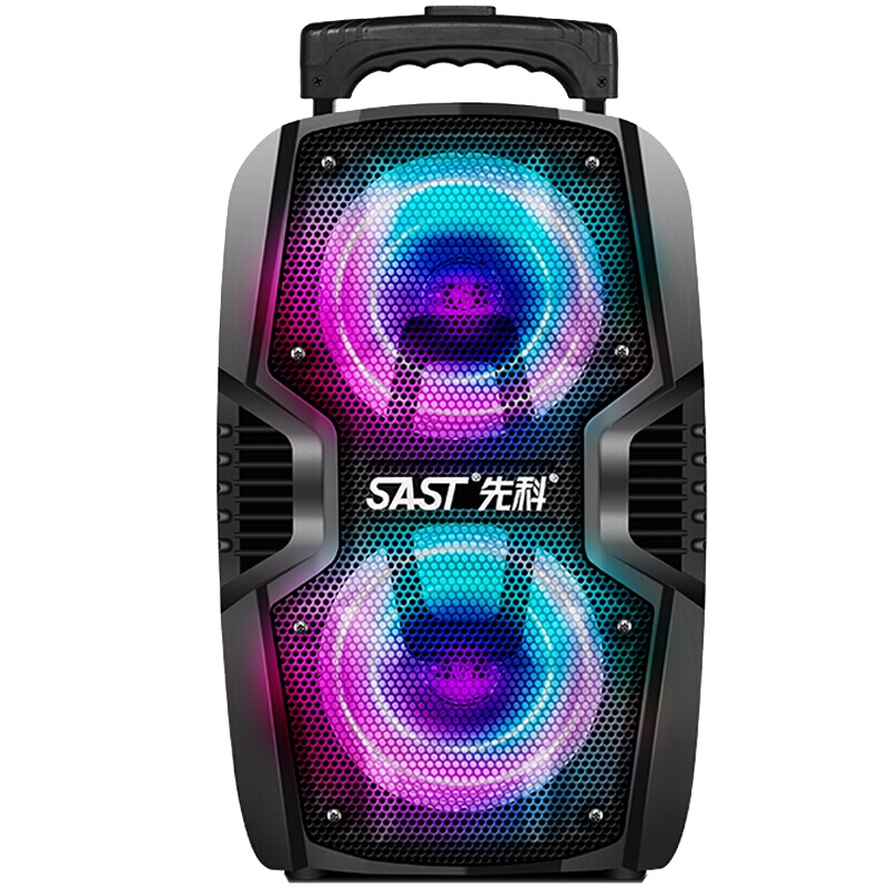 先科(SAST)A68 广场舞音响 蓝牙拉杆音箱户外移动 大功率双喇叭彩灯KTV户外直播K歌 带麦克风扩音器