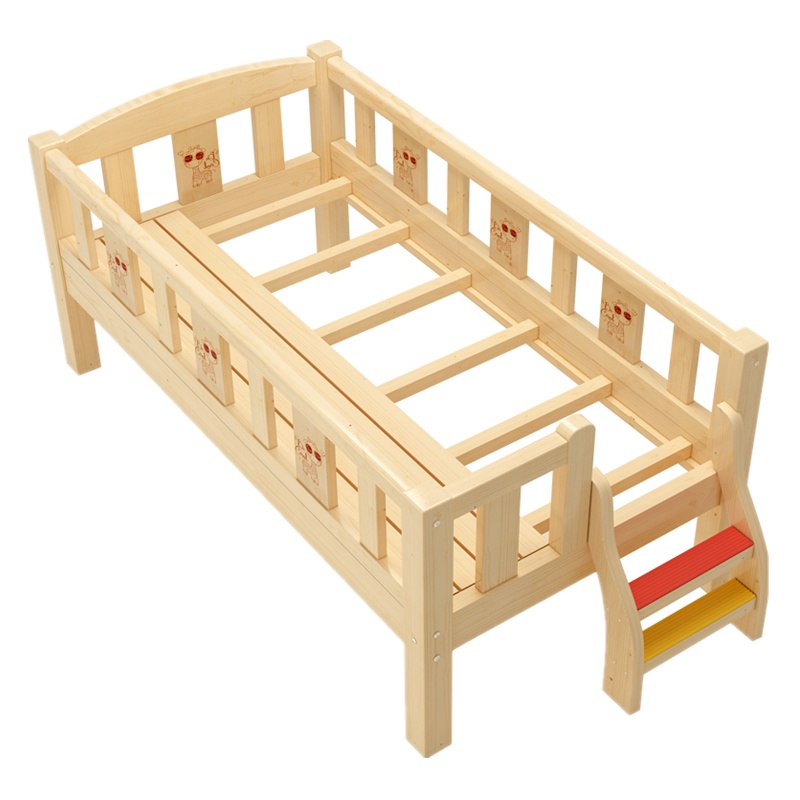 2024款儿童床带护栏男孩女孩公主单人床实木小床婴儿床加宽边大床拼接床漂亮妈妈