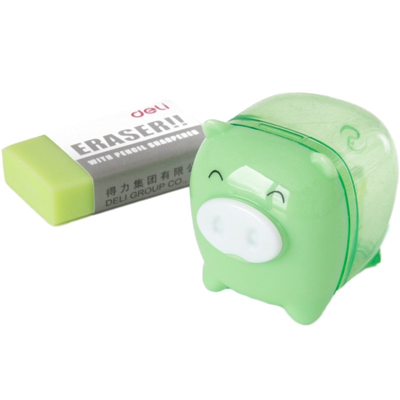 得力deli0587橡皮+卷笔刀 削笔器学生削笔刀 铅笔刀卷笔刀削笔机12个