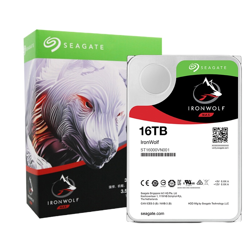 希捷16TB 256MB 7200RPM 网络存储 (NAS)硬盘 SATA接口希捷酷狼系列(ST16000VN001)