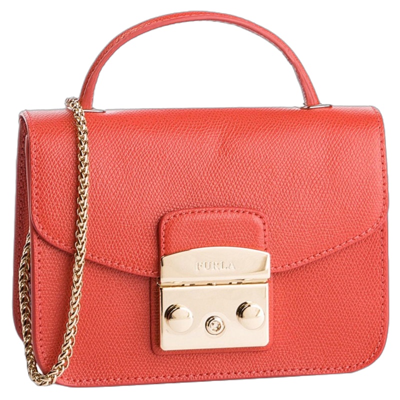 FURLA 芙拉 迷你 女士真皮手提式包盖式链条包手提包单肩包斜挎包小方包 软女包