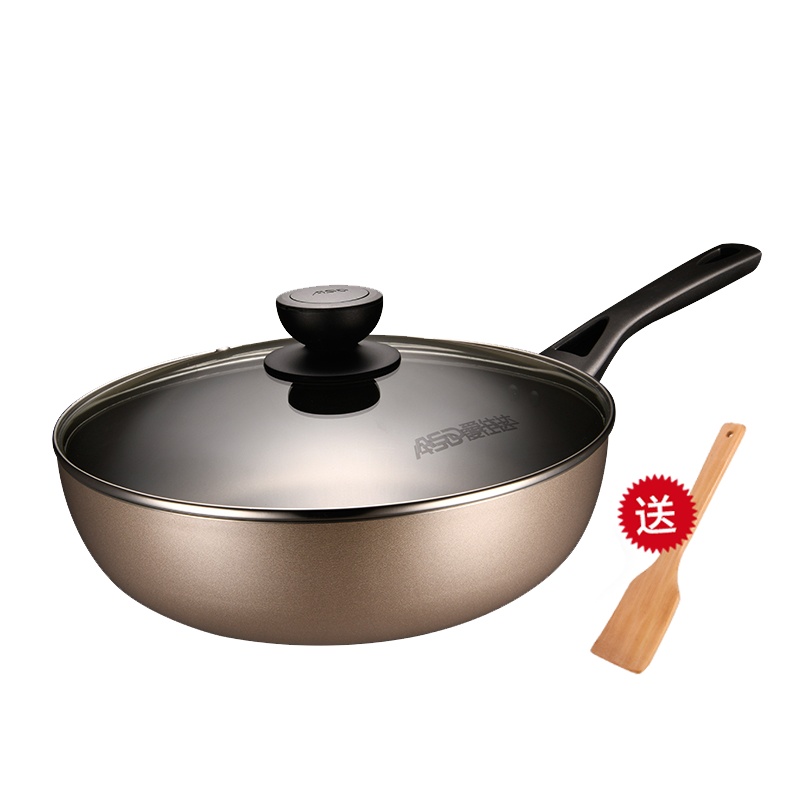 爱仕达(ASD) 锅具不粘锅炒锅 燃气灶明火专用家用不粘易洁28cm平底炒菜锅 送木铲JL28G2WG-K