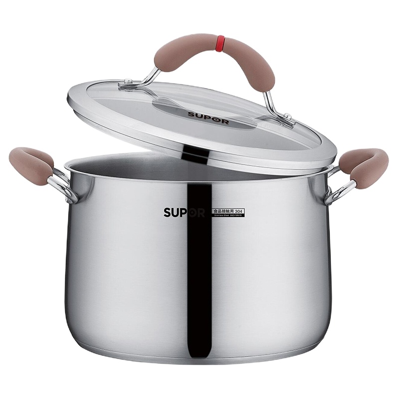 苏泊尔(SUPOR)汤锅 RT20AA1 304不锈钢材质 燃气电磁炉适用 家用复底20cm 小红圈芯彩汤奶锅泡面锅