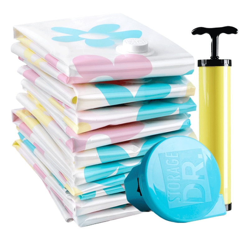 收纳博士送电泵共12件套 真空压缩袋收纳袋送电泵 透明棉絮棉花被子真空袋整理收藏袋密封袋吸纳收容袋