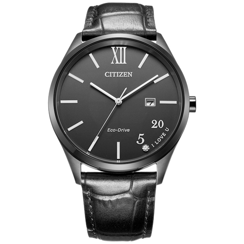 西铁城(CITIZEN)光动能皮带黑色表盘日期显示时尚休闲520系列男表BM7357-10E