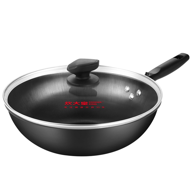 炊大皇(COOKER KING)锅具精铁无涂层老铁锅高温注氮不易锈家用炒锅30cmCG30JW-1