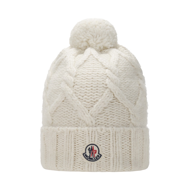盟可睐 MONCLER 女士 羊驼毛/混纺绒球 帽子针织帽3B00020 M1224