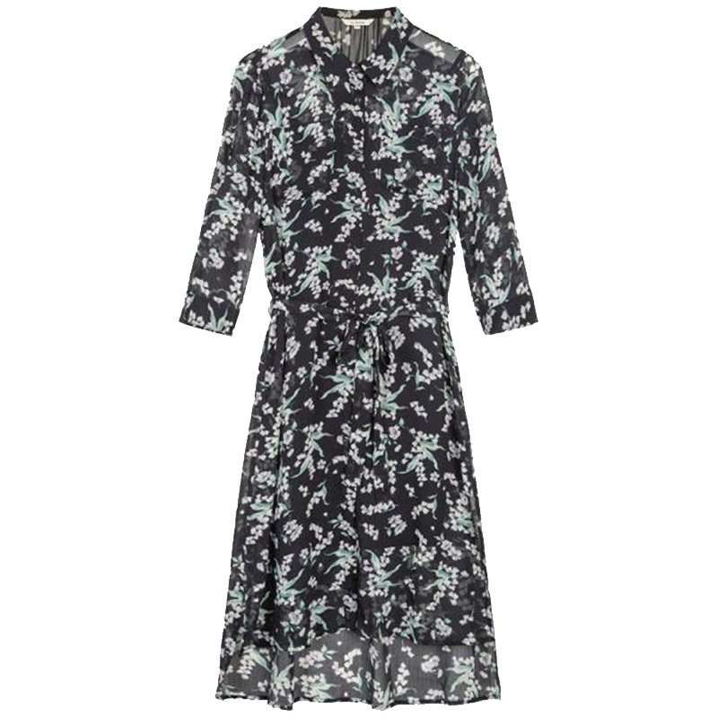 拉夏贝尔 拉贝缇吊带连衣裙两件套装女秋季新款时尚名媛气质雪纺女60005962