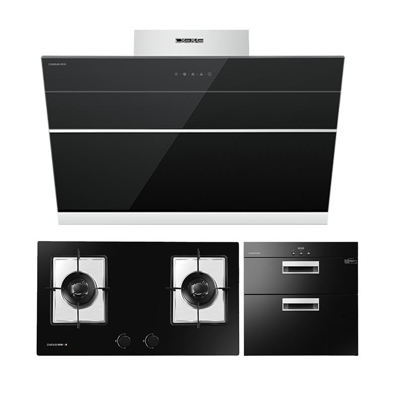 德意（DE&E）20立方侧吸式大吸力抽油烟机烟灶套餐二星级消毒柜 烟灶消三件套857T+770E+100-D