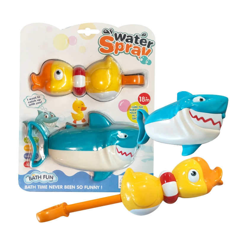 ZeusHera优赫抖音同款宝宝洗澡玩具玩水转转乐花洒儿童婴儿浴室戏水玩具1-3岁女孩男孩玩具(鸭子鲨鱼水炮组合)