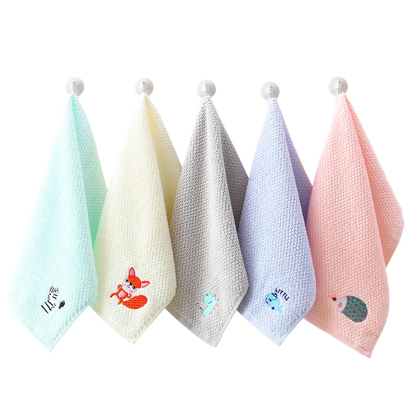 洁丽雅儿童毛巾 洗脸纯棉童巾 可爱宝宝柔软吸水家用小毛巾4条装