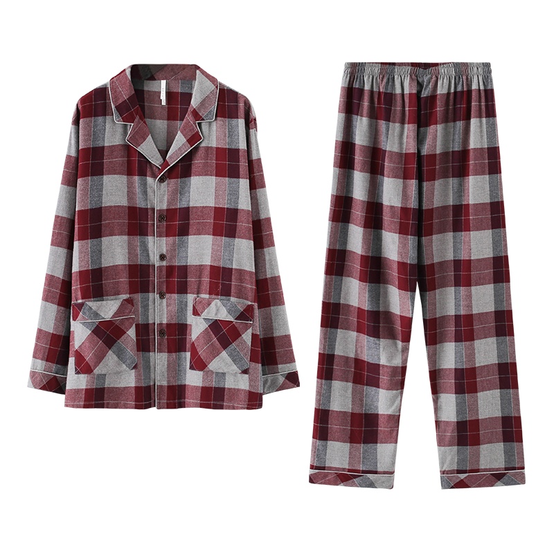 安之伴梭织磨毛色织格国民领男套装81931111096