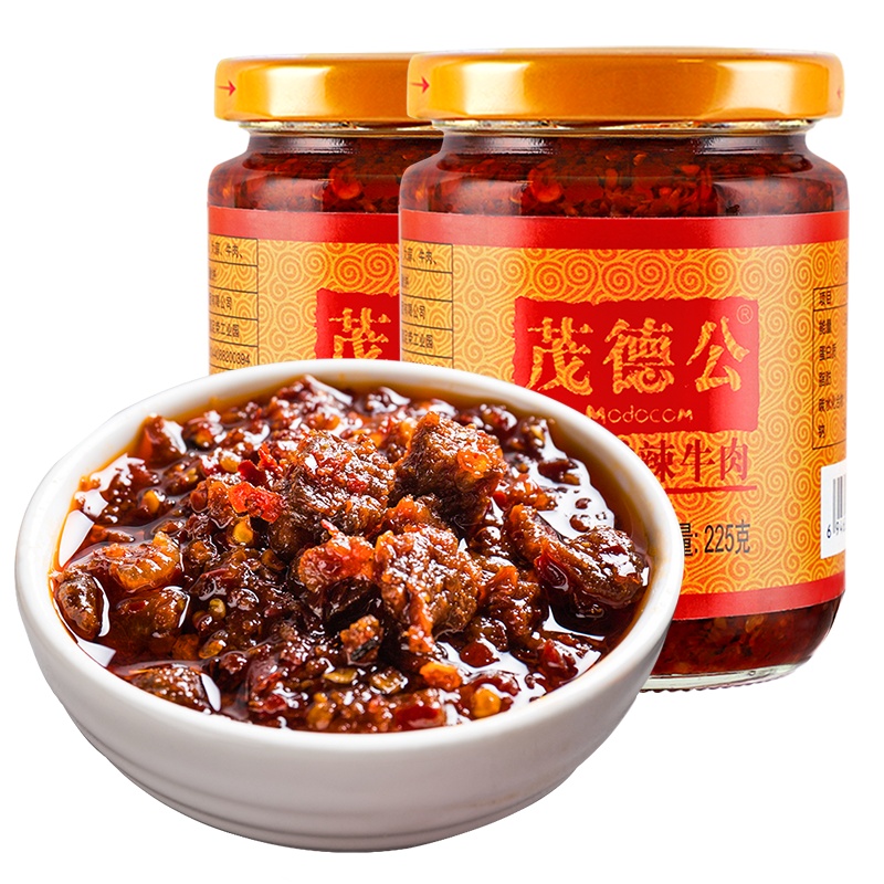 茂德公香辣牛肉辣椒酱农家自制下饭菜拌饭拌面酱辣酱下饭酱225g*2