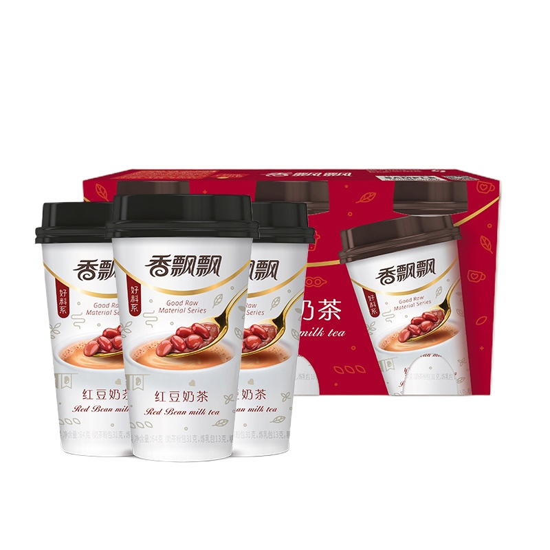 香飘飘冲泡奶茶 红豆口味 早餐冲饮代餐下午茶 便携式64g*3 三连杯装