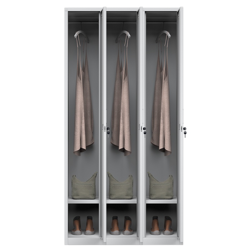 永格办公室钢制文件柜凭证抽屉资料柜档案员工更衣柜带锁矮柜储物柜子三门更衣柜