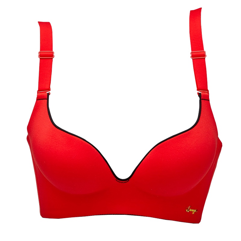 曲慕QuMu 无痕聚拢无钢圈文胸套装侧收调整型磨毛面料内衣亲肤胸罩QM7616-1