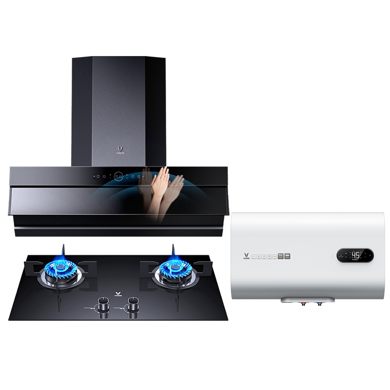云米Flash烟灶热套装 21立方大吸力4.2KW超薄60升抽吸油烟机燃气灶热水器VK703+VG203+VEW606