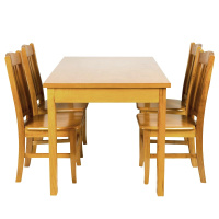 梦商 实木餐桌 一桌四椅 实木餐桌椅 食堂餐桌椅 1300*800*760mm 1套