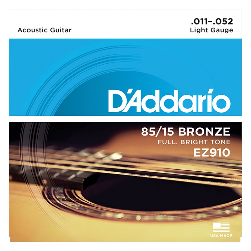 达达里奥(D'Addario)EZ910 美国原装进口民谣吉他弦套弦琴弦 EZ910(11-52黄铜)