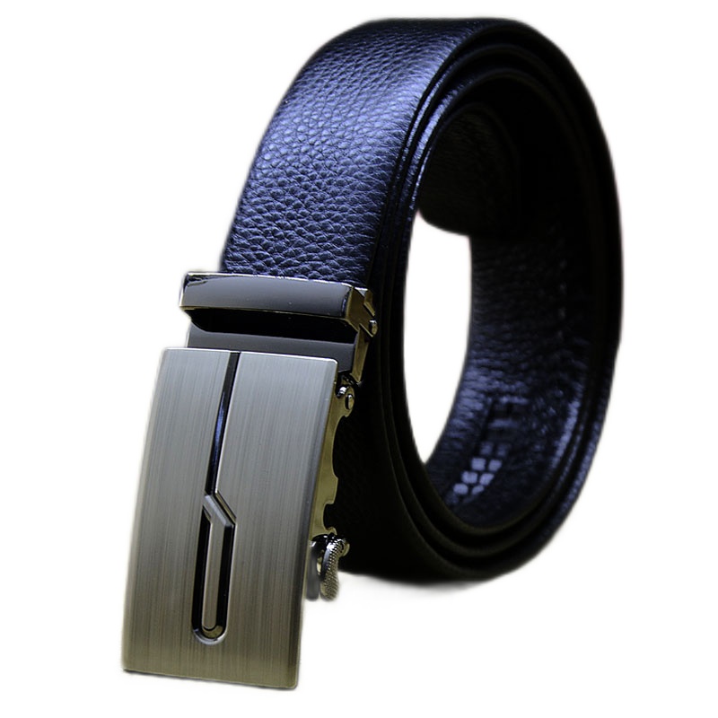 头层牛皮自动扣皮带 男士真皮牛皮裤腰带 红品商务休闲时尚 简约中青年百搭潮流男式皮带黑色潮流真皮皮带