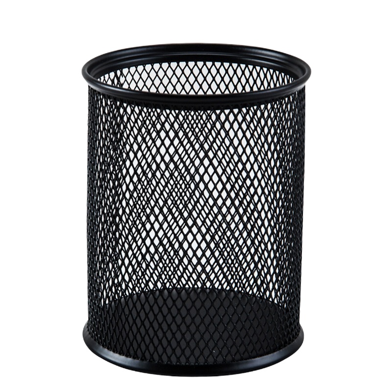 悠米B11001D圆形金属笔筒/ 网格铁笔筒 /黑色